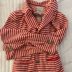 Coral white striped blazer